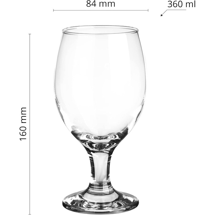 Набір склянок для пива Glasmark Krosno 360 мл, 6 шт. – бокали для крафтового пива, келихи для коктейлів, скляні, стійкі до миття в посудомийній машині