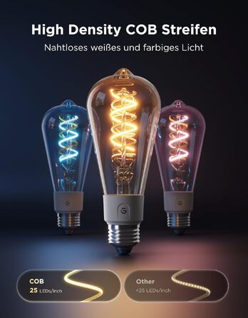 Розумна LED лампа Govee Smart Edison E27 RGBWW, 500лм, димнування, форма ST64, набір 2 шт