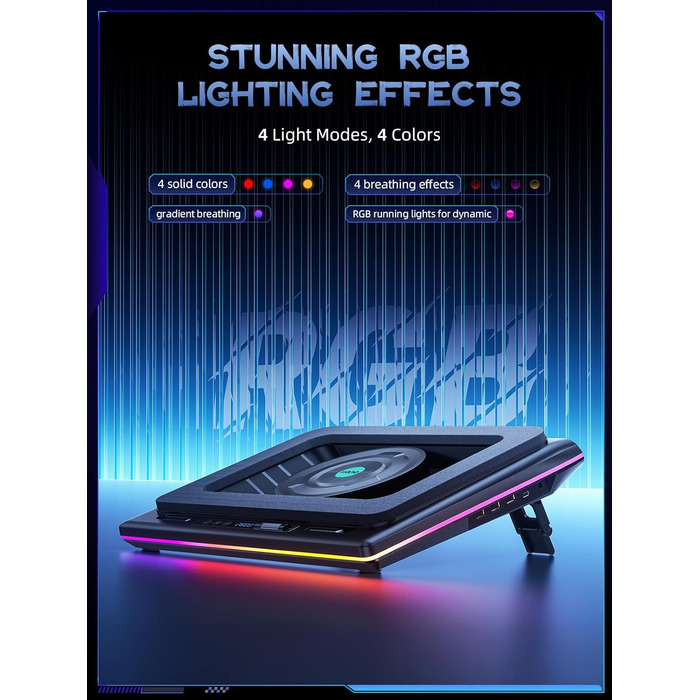 Ігровий охолоджувач для ноутбука Ilano RGB Cooling Pad з підсвіткою