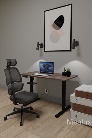 Комплект Mealux PowerDesk Lite Walnut + Leo Air Plus Black (арт. EVO-201 Lite Walnut /B +Y 546 KB)