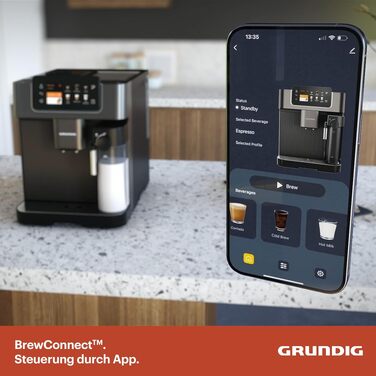 Кавомашина автоматична Grundig KVA 8230, 19 бар, сталева кавомолка, капучинатор, підігрів чашок, чорний/сріблястий