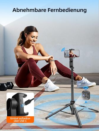 Стабілізатор-джимбал Rollei Easy Creator з AI-трекінгом 360°, автослідуванням обличчя, селфі-стік із пультом для смартфона, штатив для зйомки відео, стрімінгу та влогів
