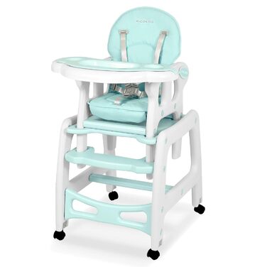Дитячий стільчик Ricokids Sinco 5в1 - регульований, з функцією гойдання, 3 положення спинки (Турквіс)