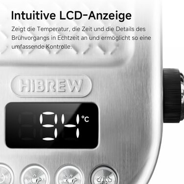 Еспресо-машина HIBREW H10B програмована, нержавіюча сталь, регульована температура та об'єм чашки, функція пароочищення капучинатора