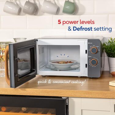 Мікрохвильова піч Russell Hobbs RHMM713G ручна, 17 л, 700 Вт, скандинавський стиль, сіра