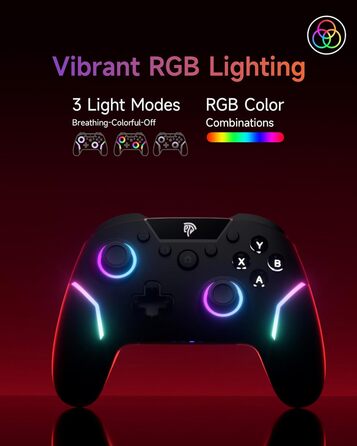 Бездротовий геймпад EasySMX X20 для PC, Switch та смартфонів: RGB підсвітка, Hall-ефект стіки, механічні кнопки, гіроскоп 6 осей, Bluetooth (Чорний)
