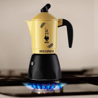 Кавоварка Bialetti Moka Orzo Express для ячмінної кави, алюмінієва, жовта, на 2 чашки