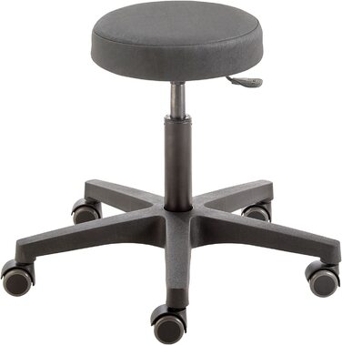 Стілець на колесах Rollhocker Comfort 4401, висота 46-59 см, кругле сидіння 33 см, безступінчасте регулювання, пластиковий хрестовина, м'які подвійні універсальні ролики 50 мм, чорний декор