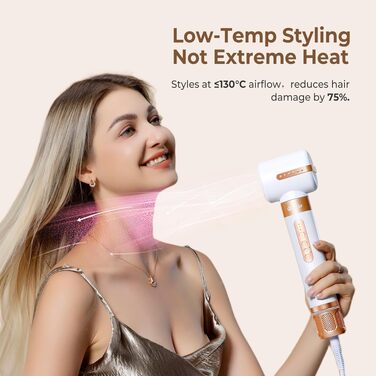 UKLISS Hairstyler 7 в 1: Професійний фен-щітка, стайлер для волосся, набір для укладки з повітряним обдувом 110 000 об/хв, білий