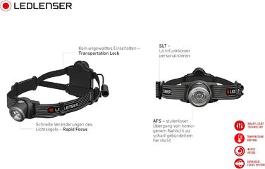 Налобний ліхтар Ledlenser H7 SE LED 300 Люмен, 160 м, з фокусуванням, заднім підсвічуванням, батареями та USB-кабелем