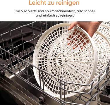 Дегідратор Cosori Food Dehydrator, сушарка для овочів та фруктів, 650 Вт, 5 лотків, таймер на 48 год, діапазон температур 35-75°C, білий