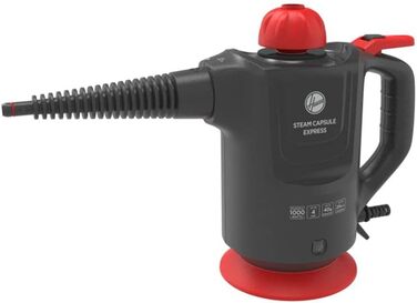 Парова швабра Hoover SGE1000 1000 Вт, сухий та вологий пар, для текстилю та твердих поверхонь, 4 бар, резервуар 0,37 л, 20 хв, 5 м кабель, червоно-титановий, з аксесуарами