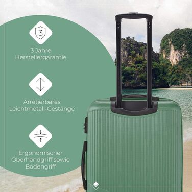 Набір валіз Travelite Bali 3 шт. (L/M/S) з ABS-пластику, зелений: міцні та легкі, з TSA замком