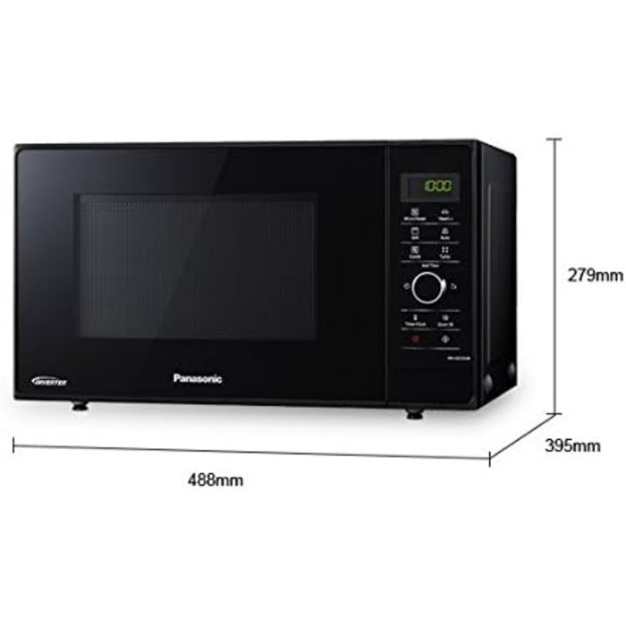 Мікрохвильова піч Panasonic NN-GD35HBGTG з грилем та функцією пароварки, 23 літри, чорний колір