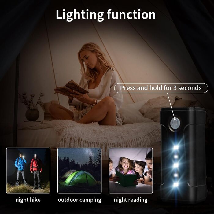 Портативний душ Koopsmate для кемпінгу з LED-підсвіткою, акумулятором, душовою насадкою та шлангом, синій, для походів, саду та миття авто, дві батареї