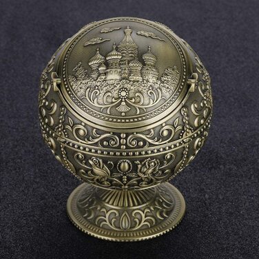 Вітрозахисна креативна вінтажна попільничка з кришкою для сигарет, металева портативна попільничка для вулиці та дому, ретро-попільничка у вигляді кулі з кришкою