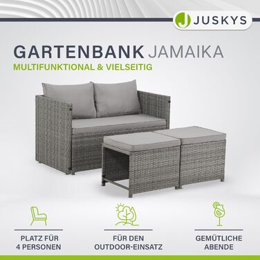 Набір садових меблів Juskys Jamaika 2в1: стіл та диван-крісло для балкона/саду - сірий