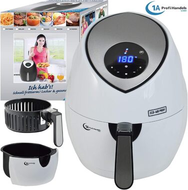 Цифрова аерофритюрниця без олії Eco-Air-Profi DC-1400W-1, біла, сенсорна панель керування