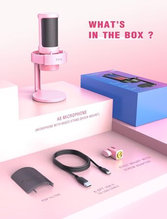 USB мікрофон FIFINE для ПК, ігор, стрімінгу та подкастів з RGB підсвічуванням, кнопкою вимкнення звуку, виходом для навушників і поп-фільтром, сумісний з PS4, PS5 та Mac