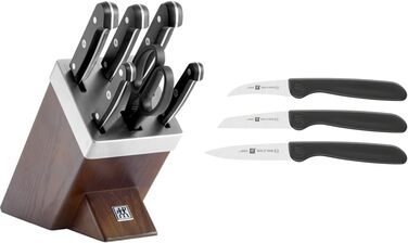 Набір ножів ZWILLING Gourmet 7-piece, 6-piece та овочевий набір 3-piece, з автозаточкою, з нержавіючої сталі, з ручкою Twin Grip, чорний (коричневий)
