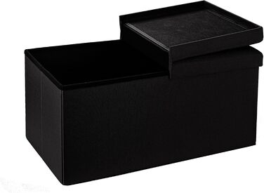 Складана банкетка Zedelmaier зі сховищем, м'який пуф-скриня 76x38x38 см, чорний, навантаження до 300 кг, знімна кришка