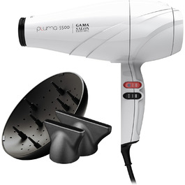 Фен професійний Gama Pluma 5500 Oxy-Active, 2400 Вт, активний кисень, білий, довговічний