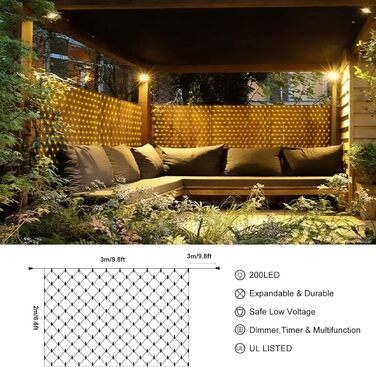 Світлодіодна сітка 3x2м 200 LED для вулиці, ультрафіолетове чорне світло, водонепроникна гірлянда для ялинки, клубу, DJ, Новий рік