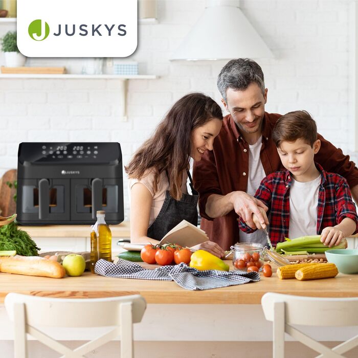 Juskys аерофритюрниця 9 л з двома кошиками, тефлонове покриття, 9 програм, Smart Finish, XXL