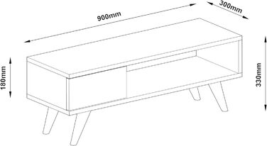 ТВ-тумба en.casa Aarup з полицею та шухлядою, дуб, 33x90x30 см