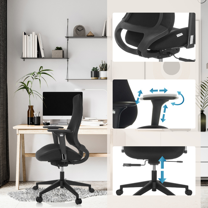Офісне крісло / обертове крісло HENFIELD B тканина чорний hjh OFFICE