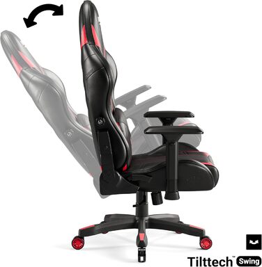 Ігрове крісло Diablo X-Ray King XL, ергономічне, штучна шкіра, чорний/червоний, 4D підлокітники, офісне, з перфорацією та гойданням