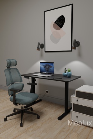 Комплект Mealux PowerDesk Lite Black + Leo Air Grey Blue (арт. EVO-201 Lite B/B +Y 546 KBGL)