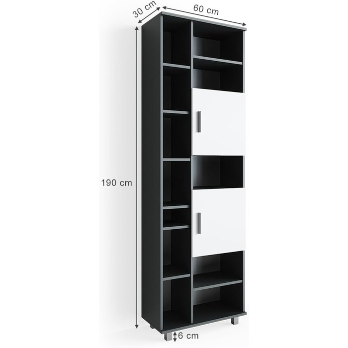 Шафа для ванної Vicco Ilias, білий/антрацит, 60x190 см