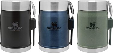 Термос для їжі Stanley Classic Legendary 400 мл з ложкою-виделкою, тримає тепло або холод до 7 годин, нержавіюча сталь, BPA-Free, можна мити в посудомийній машині, колір Nightfall