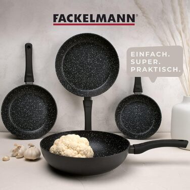 Сковорода Fackelmann 24 см мармурова, антипригарна, індукційна, з переробленого алюмінію, ергономічна ручка