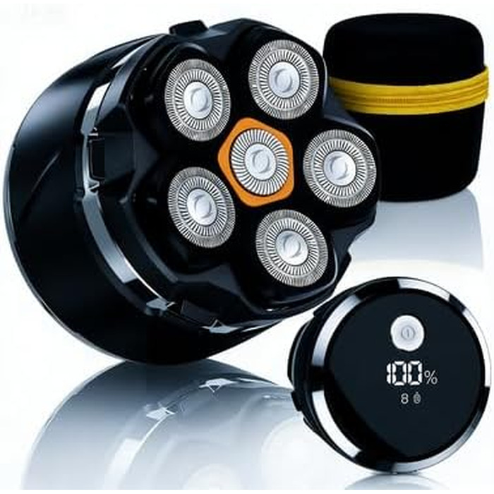 Машинка для гоління голови Glatzen 2026 IPX8, 6D, USB-C, вологостійка, з LED-дисплеєм, чорна