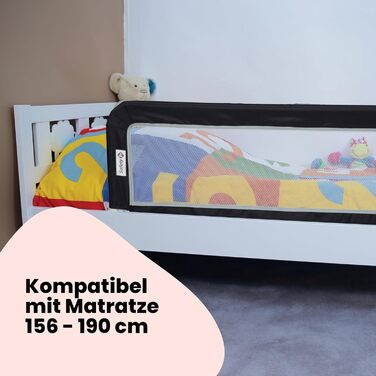 Бортик для ліжка Safety 1st портативний, сірий (18 міс. – 5 років) – захист від випадання, легкий монтаж, автоматичний замок