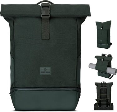 Міський рюкзак Johnny Urban Allen Medium, ролтоп, 15 л, водовідштовхувальний, для ноутбука, унісекс, темно-зелений, для міста, роботи, велосипеда, екологічний