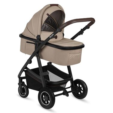 Дитячий візок Lionelo Amber 2 в 1 бежевого кольору: люлька та прогулянковий блок, сумка, москітна сітка, дощовик