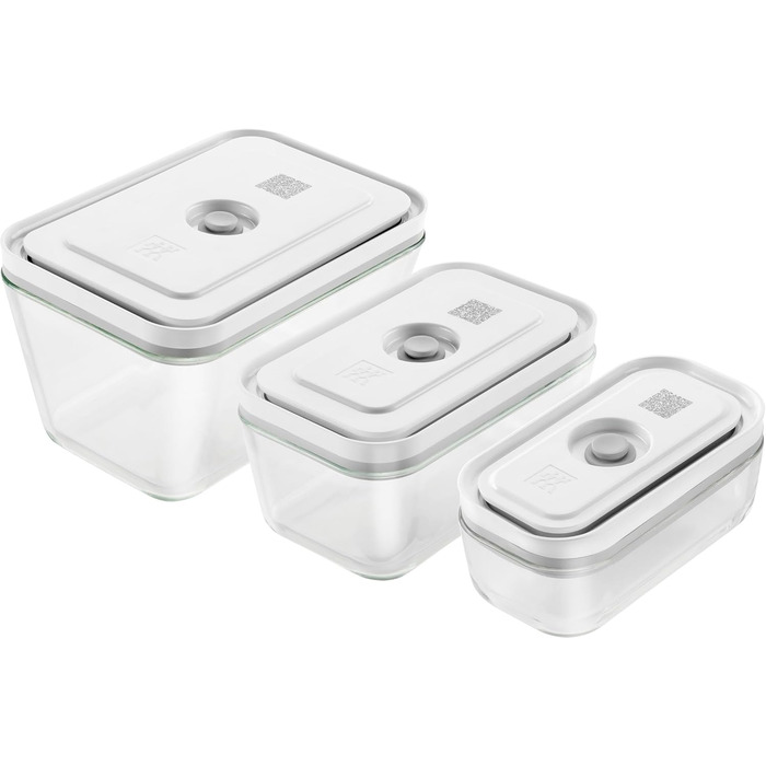 Набір контейнерів для вакуумної упаковки Zwilling Fresh & Save S/M/L (3 шт.), скло, білий