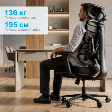 Крісло комп’ютерне офісне ергономічне OfficePro FlexCore OC120G