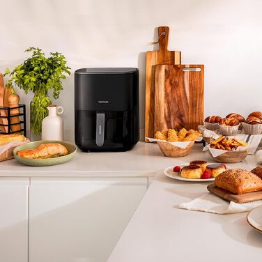 Аерофритюрниця Cecotec Cecofry Fantastik Window 4000 без олії, 4-6.5 л, з вікном, 1400 Вт, сенсорне керування, 9 програм, чорна