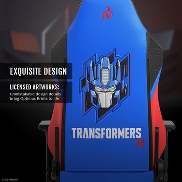 Ігрове крісло NITRO CONCEPTS X1000 Transformers Optimus Prime, ергономічне, з регульованими підлокітниками, поперековою підтримкою, PU-шкіра, червоно-синє, розмір XL