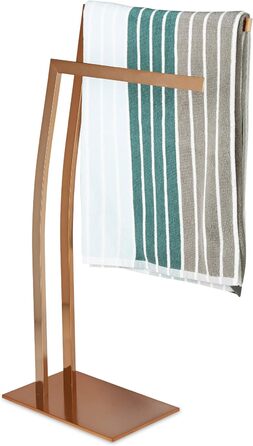 Підставка для рушників Relaxdays WIMEDO, 2 перекладини, 80x32x20 см, прямокутна основа, купер, нержавіюча сталь, для ванної кімнати