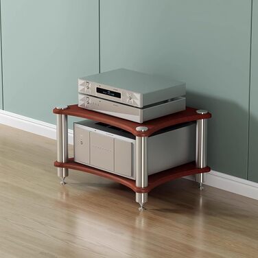 Стойка для аудіо HiFi Regal, 2-ярусна, для AV-медіа, медіа-стійка, TV-стійка, меблевий центр, стійка для платівок для підсилювача (2-рівнева, темне дерево)