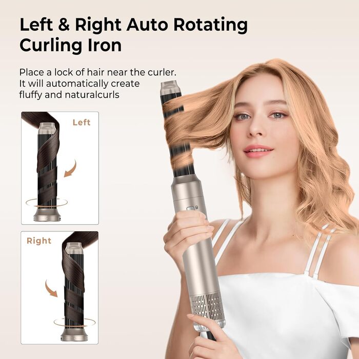 UMIGA Hairstyler 5-в-1: Фен-щітка, стайлер для волосся, випрямляч, плойка (Золотий)