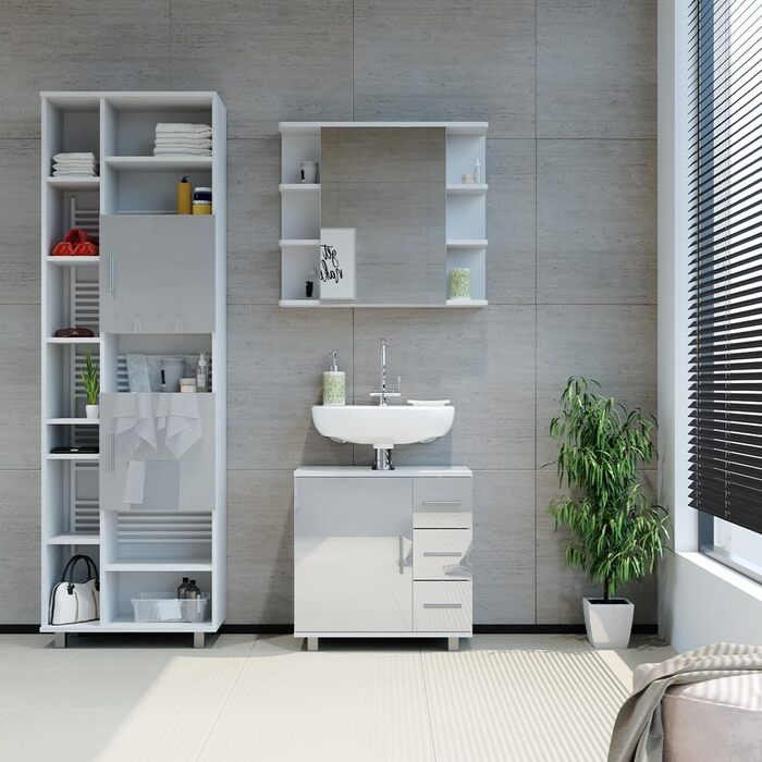 Шафа для ванної Vicco Ilias, білий глянець, 60x190 см