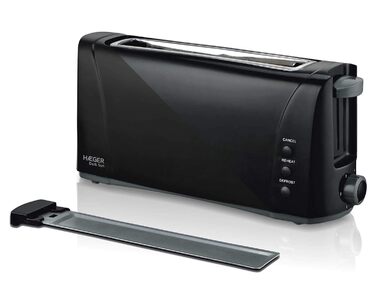 Тостер HAEGER Dark Sun 1000 Вт, багатофункціональний, 6 режимів, 2 слоти, відсік для крихт, чорний