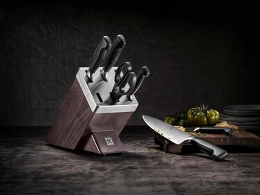 Набір ножів ZWILLING Vier Sterne з самозаточувальним блоком, 7 предметів, нержавіюча сталь, коричневий, Made in Germany