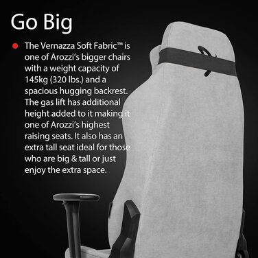 Ігрове крісло Arozzi Vernazza SoftFabric™ світло-сіре, ергономічне, преміум-оббивка, для комп’ютера, офісу, регульоване, з підтримкою попереку та шиї, велике